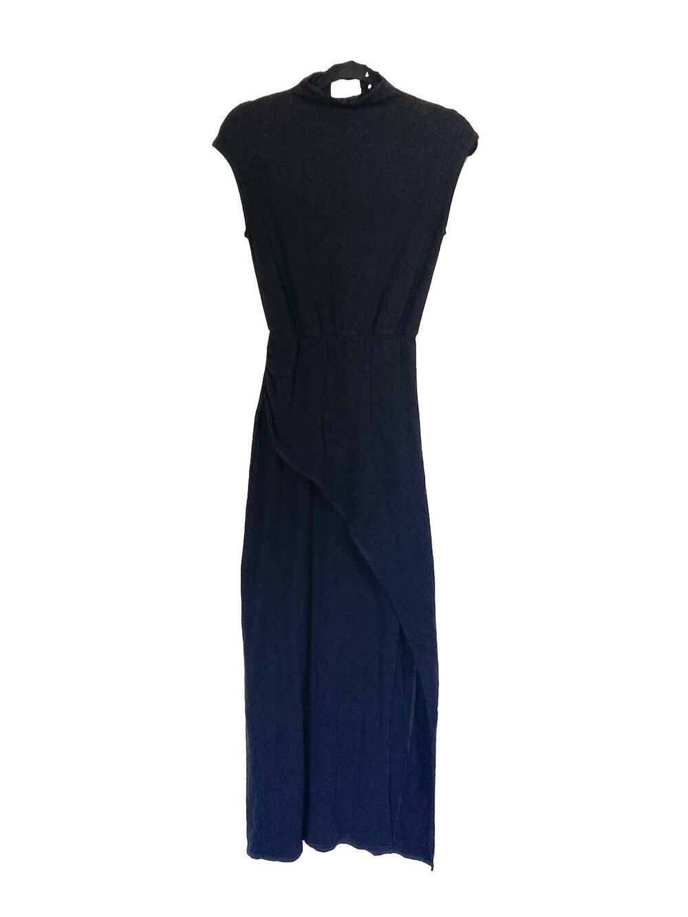 Modern Citizen Women Dress XS Black Sleeveless High Neck Ruched Waist Side Slit